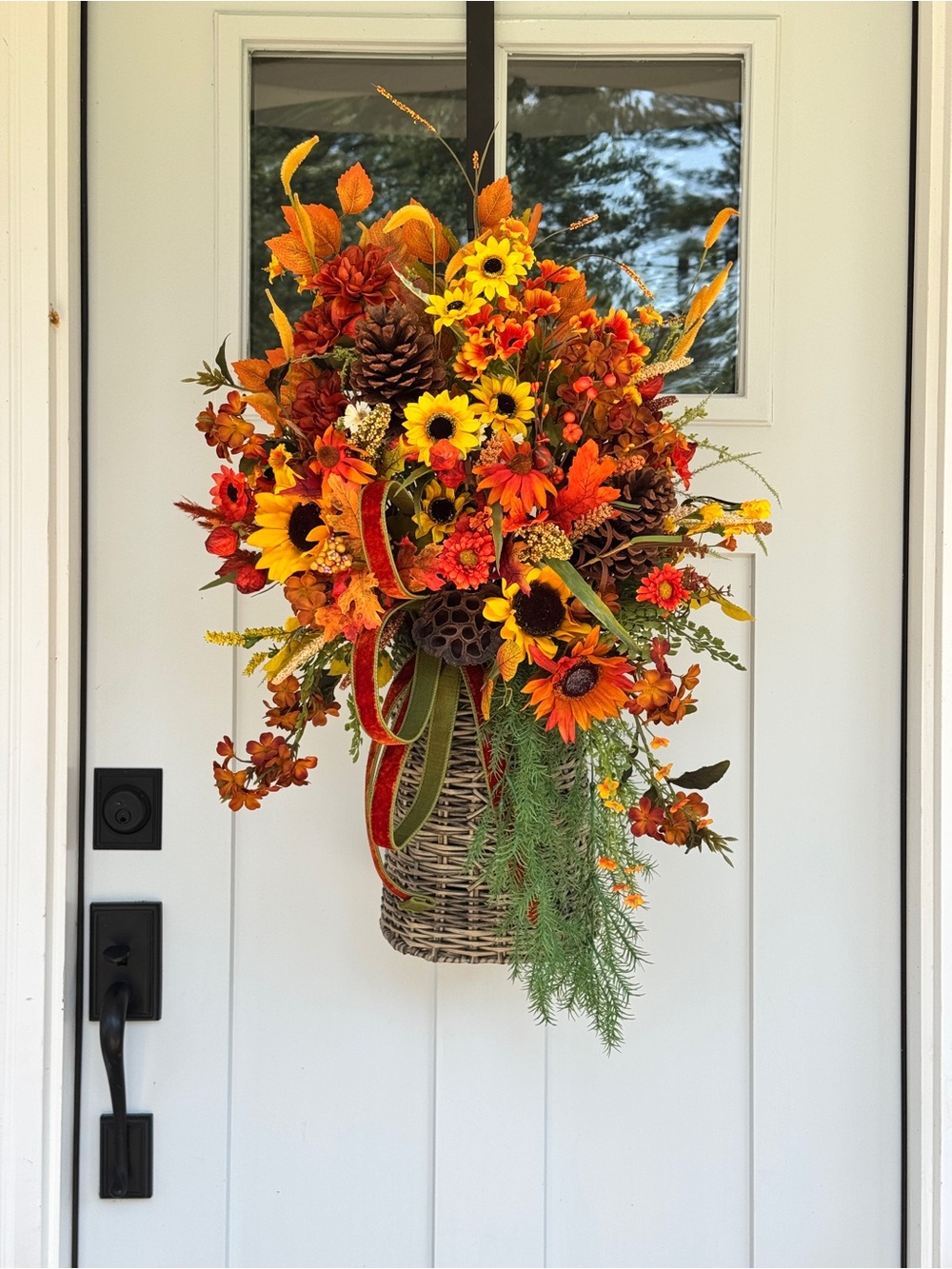 Autumn Rattan Basket Door Arrangement/Floral Arrangement - Picture 11 of 11